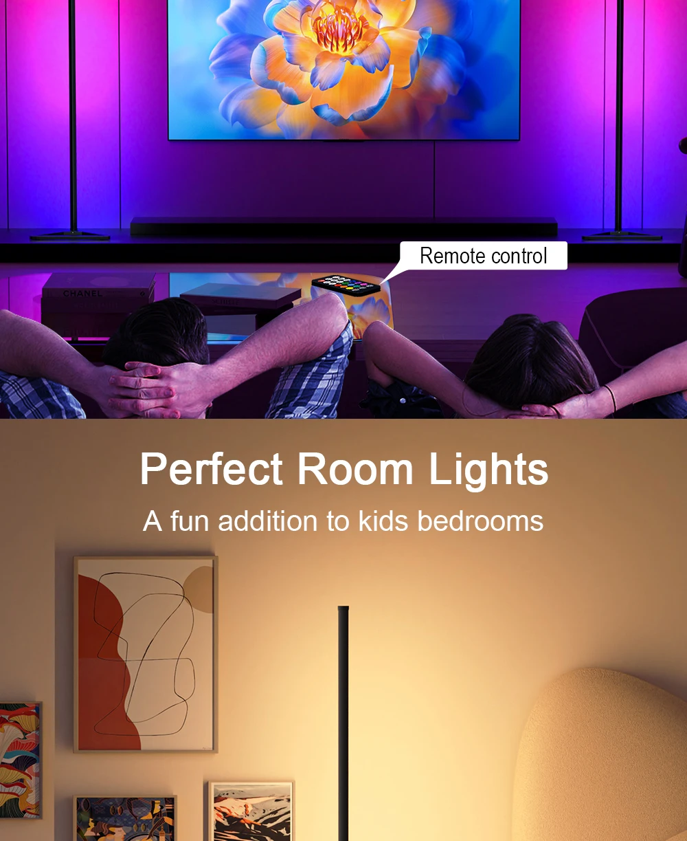 140cm RGB LED floor atmosphere dimmable RGB Modern indoor corner standing lights Bedroom Lamp Mood Lighting decorative light