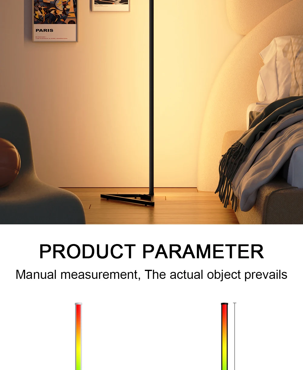 140cm RGB LED floor atmosphere dimmable RGB Modern indoor corner standing lights Bedroom Lamp Mood Lighting decorative light