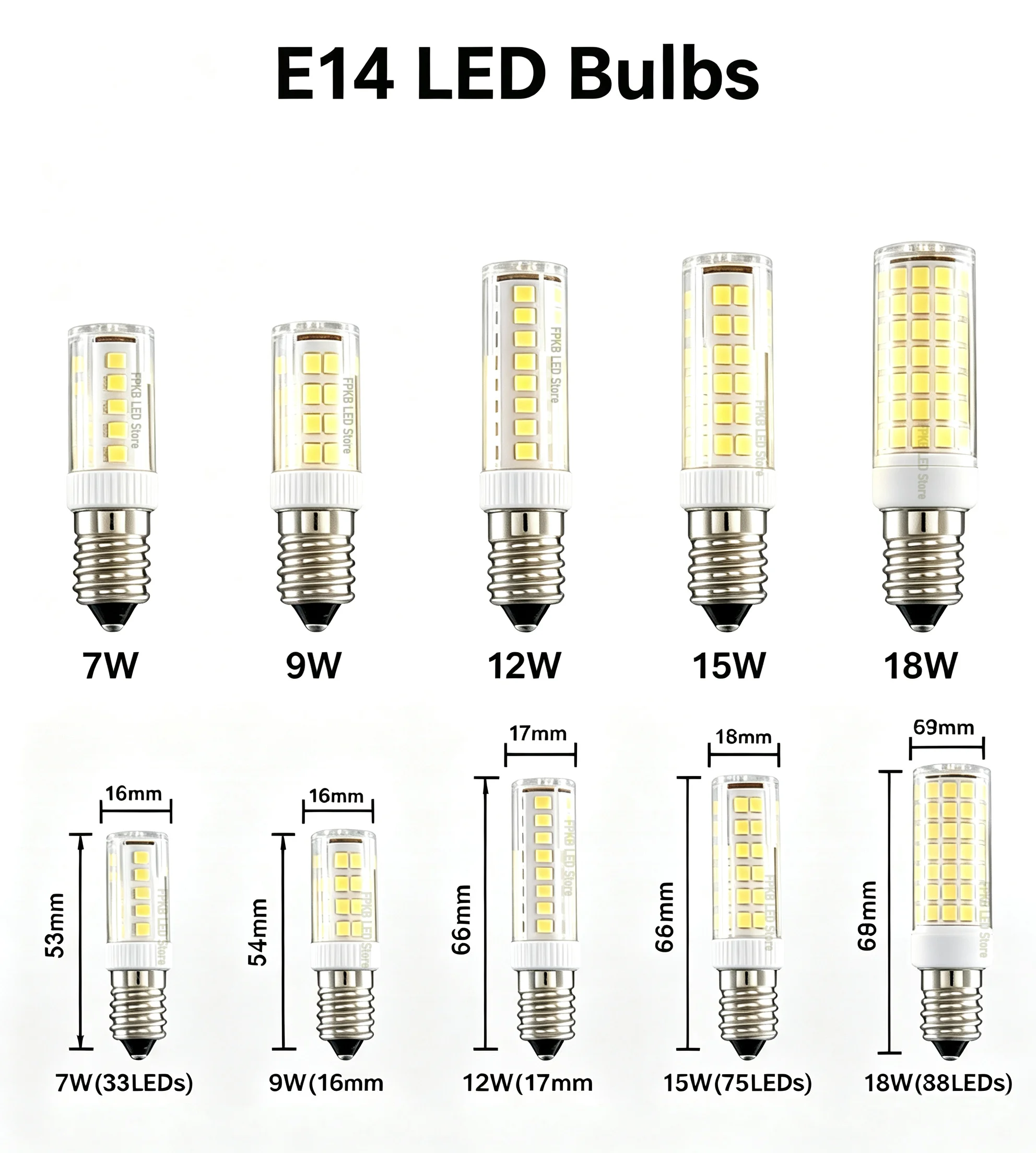 E14 LED Bulb Lamp Mini Corn Bulb Light 7W 9W 12W 15W AC 220V 230V 240V 2835 SMD 360 Beam Angle Replace Halogen Chandelier Lights