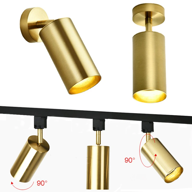 Golden Vintage Industrial Wall Sconce Light GU10 Black White Surface Mounted Rotatable Ceiling Track Bedroom Store Aisle Fixture