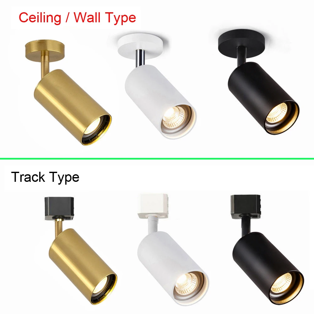 Golden Vintage Industrial Wall Sconce Light GU10 Black White Surface Mounted Rotatable Ceiling Track Bedroom Store Aisle Fixture
