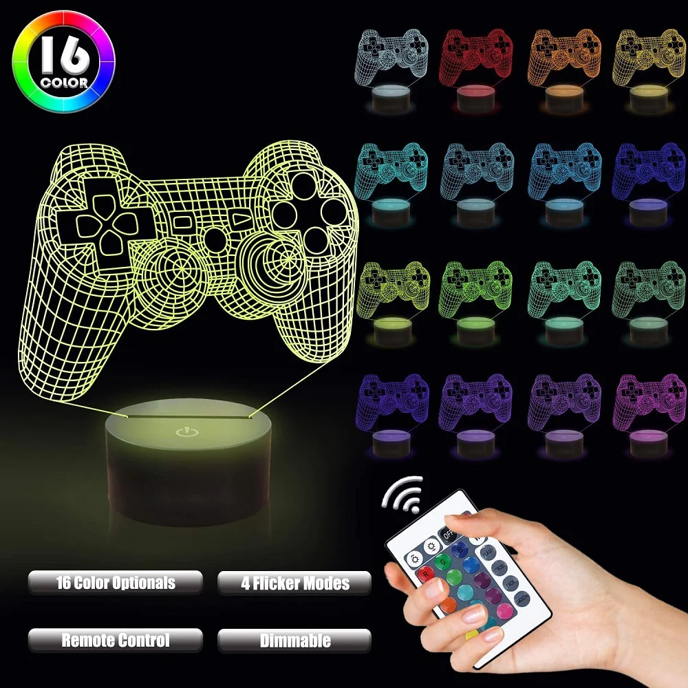 3D Illusion Night Light Messi 7 Color/16 Color Gradient Touch Switch LED Night Light Table Lamp (Crackle White)
