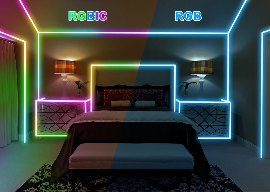 IP67 Tuya WiFi 12V RGBIC Neon Light Led Strips 96LEDs/m Smart RGB Chasing Led Neon Rope Tape For Room Decoration Work With Alexa