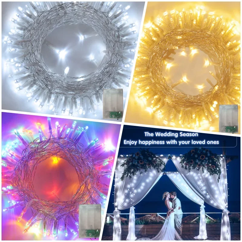 1/2/4/10M LED Outdoor Lights Garland Fairy Light Battery-operated Waterproof Christmas Ornament Wedding Garden New Year's Decor