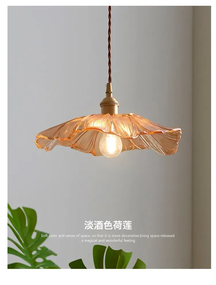Vintage Pendant Lights Flower Glass Hanging Lamps Home Decoration Lighting Living Room Bedroom Bedside Light Fixture Indoor Shop