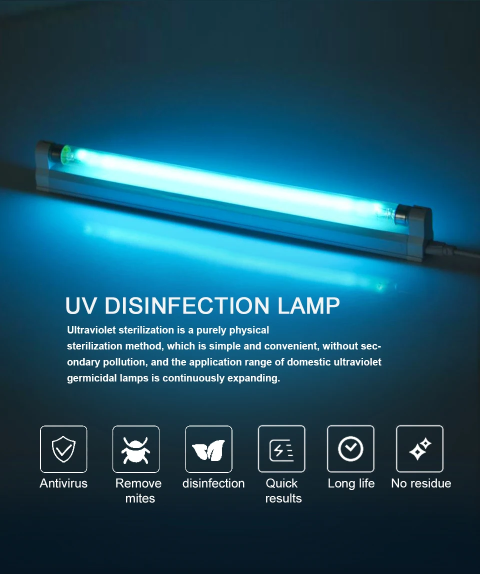 220V 110V 8W 6W Steril Lamp Germicidal Ultraviolet Light Quartz Lamp T5 Tube UVC Bactericidal LED Lamp UV Lamp Sterilization