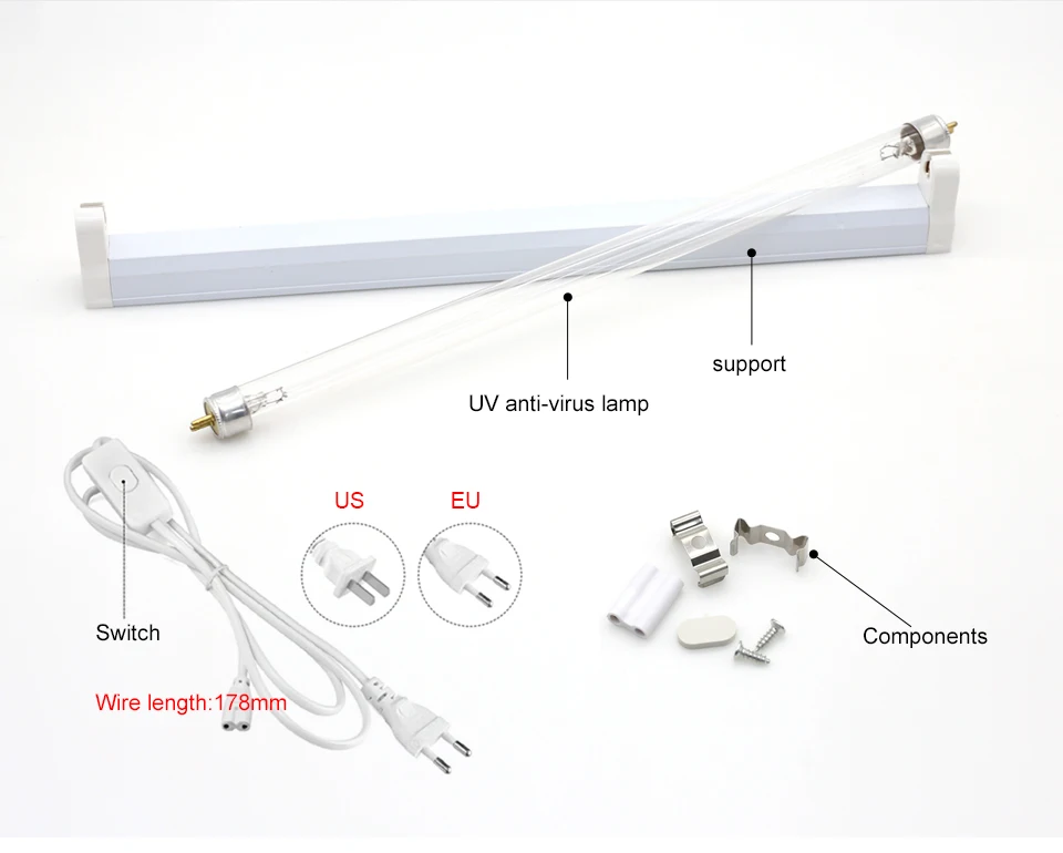 220V 110V 8W 6W Steril Lamp Germicidal Ultraviolet Light Quartz Lamp T5 Tube UVC Bactericidal LED Lamp UV Lamp Sterilization