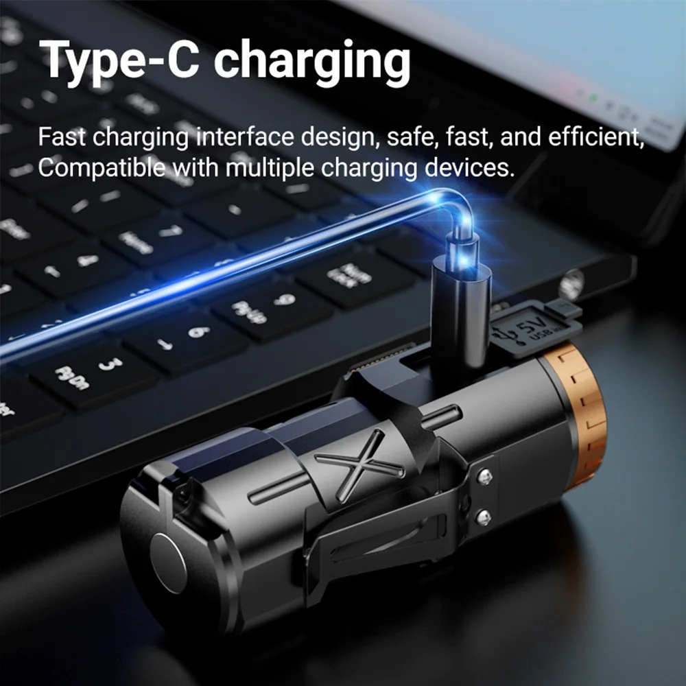4xP35 Led Mini Palm Small Flashlight Usb Charging Portable COB Side Light Home Fishing Hiking Camping Magnet Pocket Work Torch