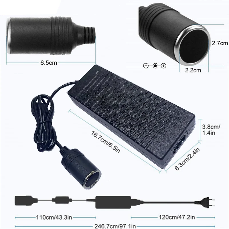 Car Power Adapter AC to DC Converter 110V/ 240V to 12V 15A 180w Power Supply Adapter Cigarette lighter with EU plug 10A 8A 6A 5A