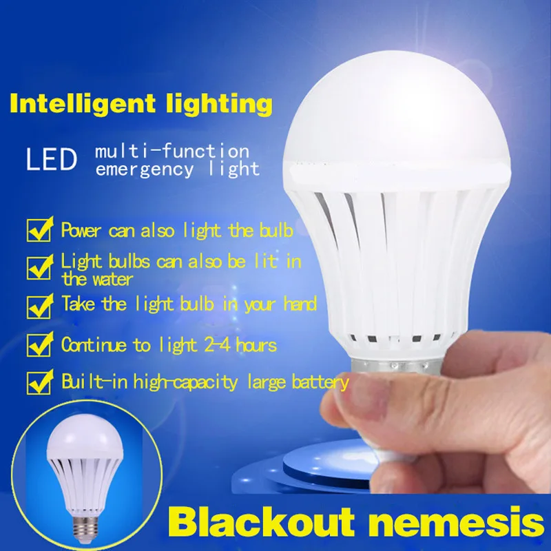 E27 LED Emergency Lamps Outdoor Camping Light Bulb Rechargeable Lamp 220V Light 7W 12W 15W Emergency Lighting Bulb Equipment