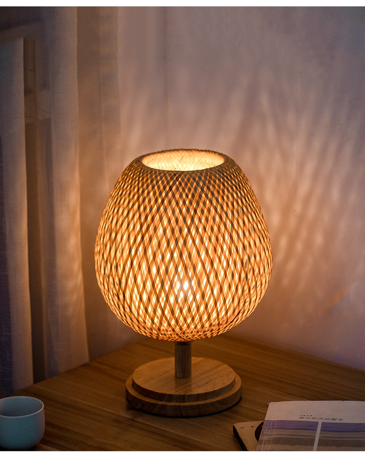 Bamboe Handwerk Weven Slaapkamer Studie Nachtkastje Lamp Bar Tafel Woonkamer Decoratie Warme Bamboe Lamp