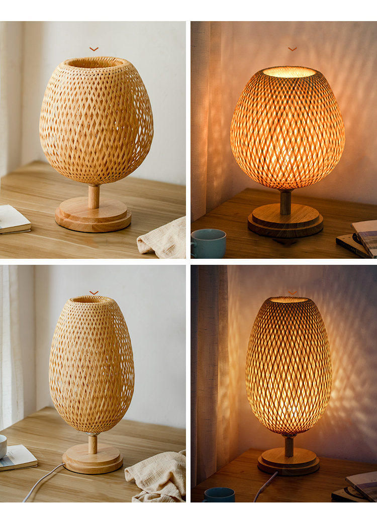 Bamboe Handwerk Weven Slaapkamer Studie Nachtkastje Lamp Bar Tafel Woonkamer Decoratie Warme Bamboe Lamp