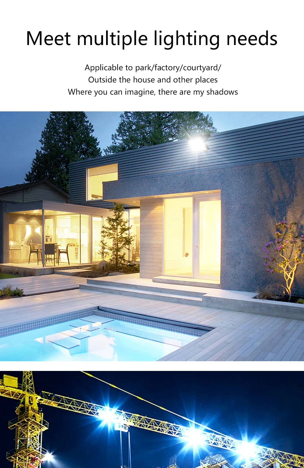 LED Flood Light 100W 50W 30W 20W 10W AC 220V Outdoor IP68 Waterproof Reflector Spotlight Street Light Wall Lamp Garden Lighting