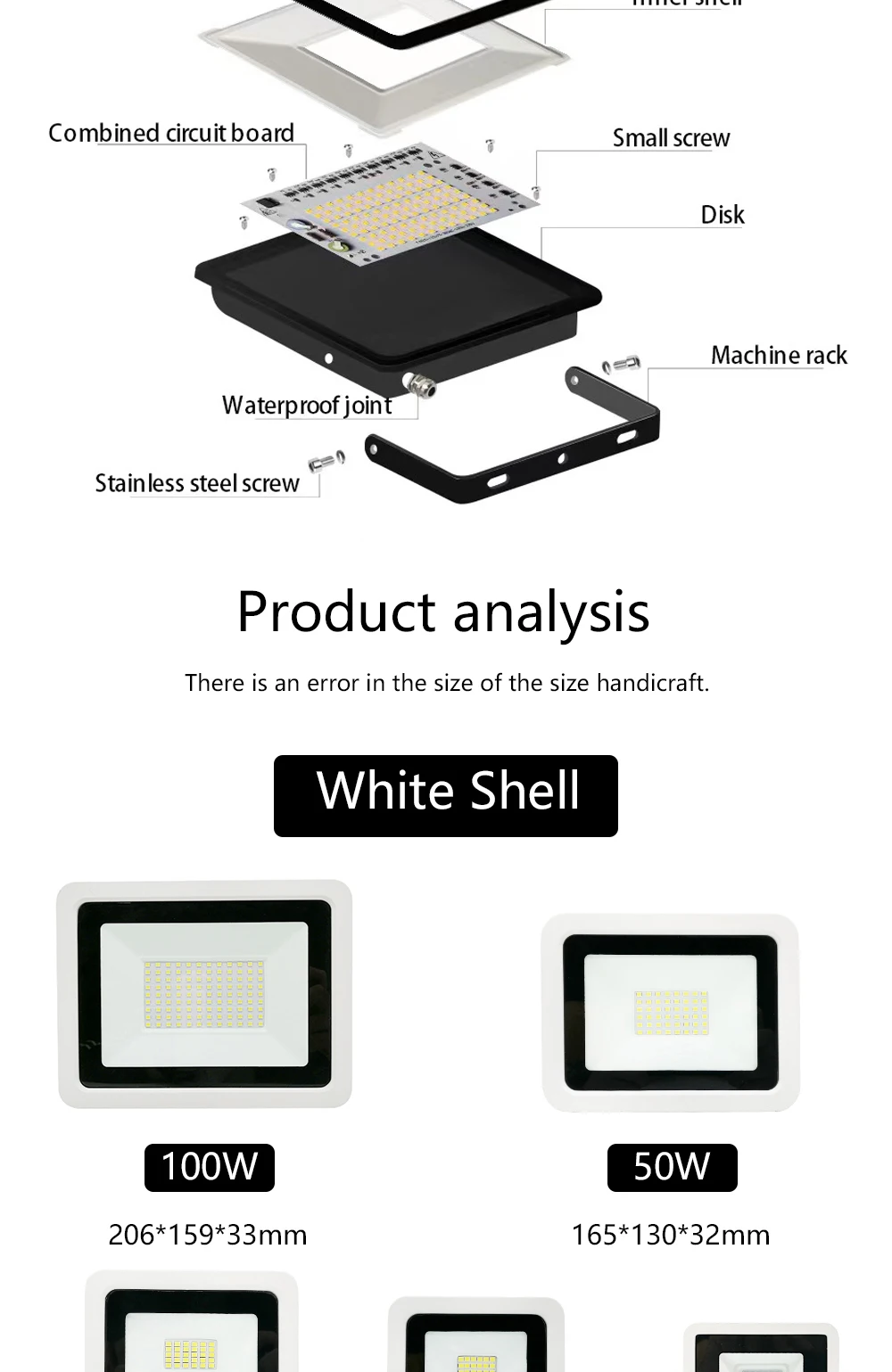 LED Flood Light 100W 50W 30W 20W 10W AC 220V Outdoor IP68 Waterproof Reflector Spotlight Street Light Wall Lamp Garden Lighting
