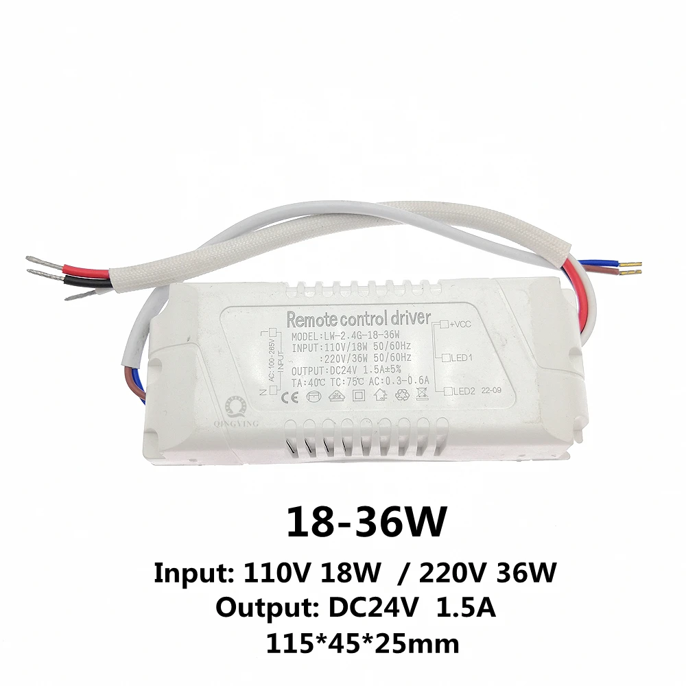 AC110V-220V 18W-108W-150W Output 24V 2.4G Remote Control LED Driver Power Supply For Dual Color LED Strip Dimming Color Changing
