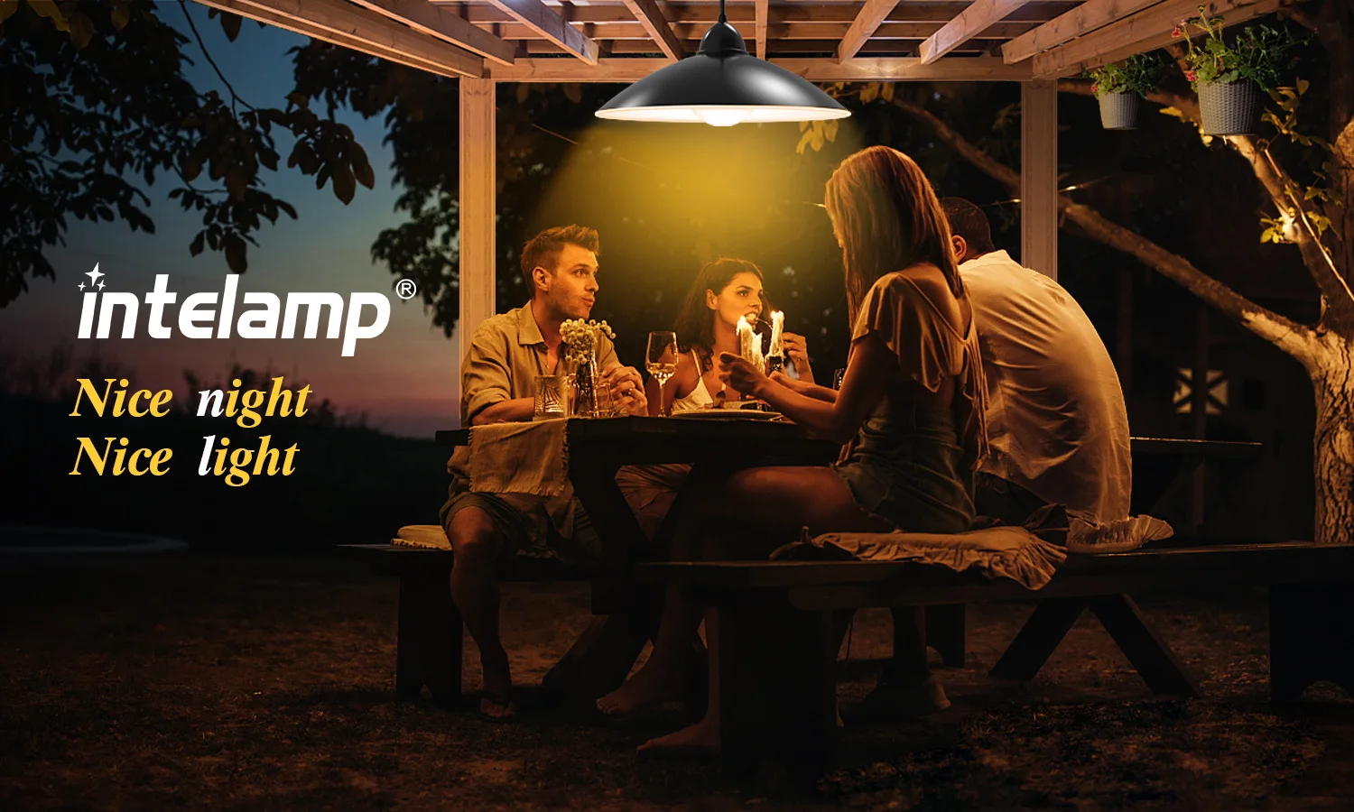 Intelamp Solar Pendant Lights Indoor Outdoor 4000mAh Gazebo Shed Chandeliers With Remote All Day/Night Mode 16.4Ft Hanging Light