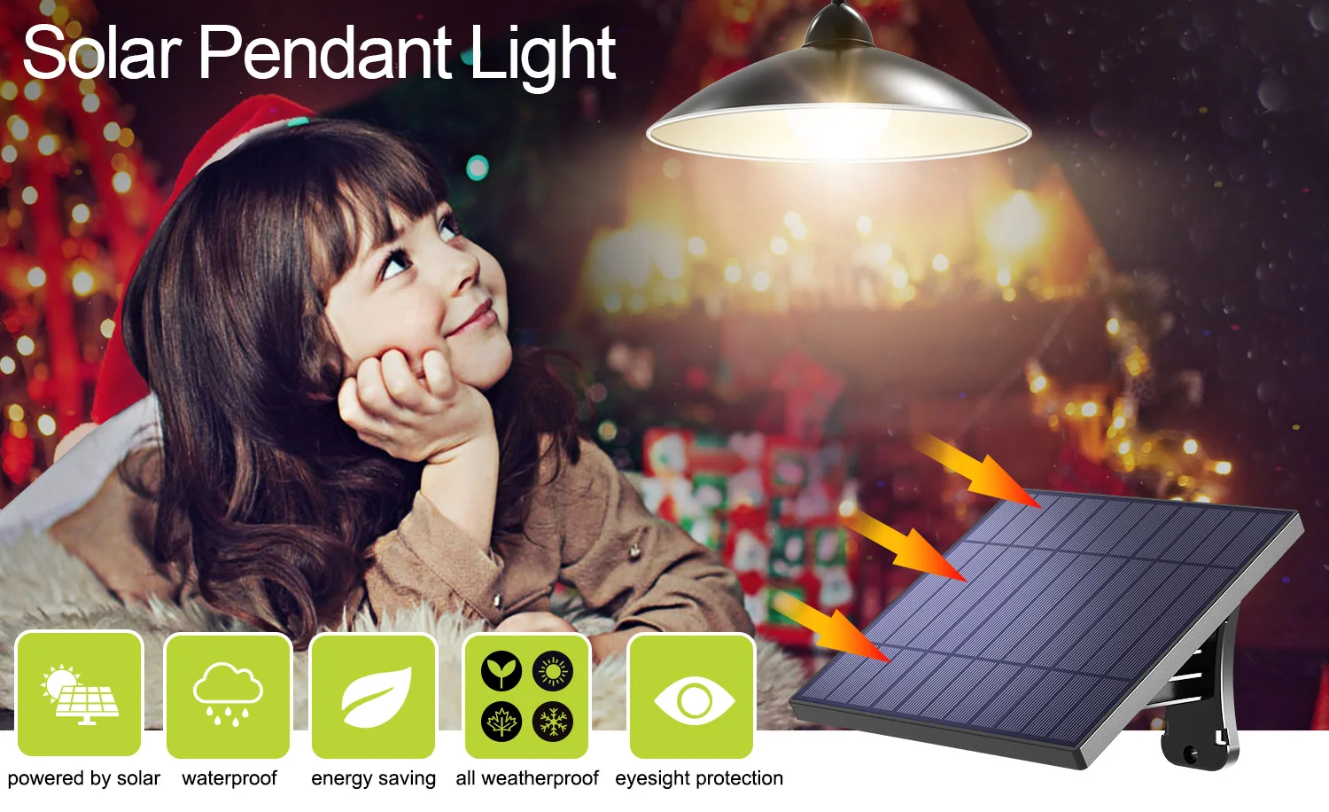 Intelamp Solar Pendant Lights Indoor Outdoor 4000mAh Gazebo Shed Chandeliers With Remote All Day/Night Mode 16.4Ft Hanging Light