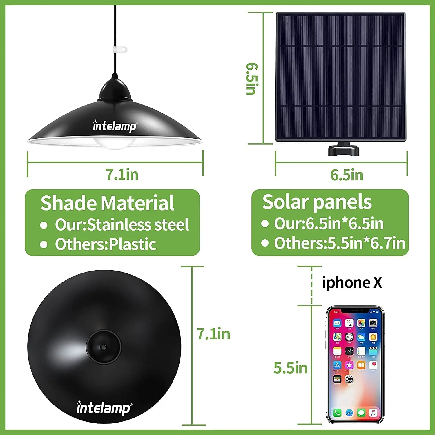 Intelamp Solar Pendant Lights Indoor Outdoor 4000mAh Gazebo Shed Chandeliers With Remote All Day/Night Mode 16.4Ft Hanging Light