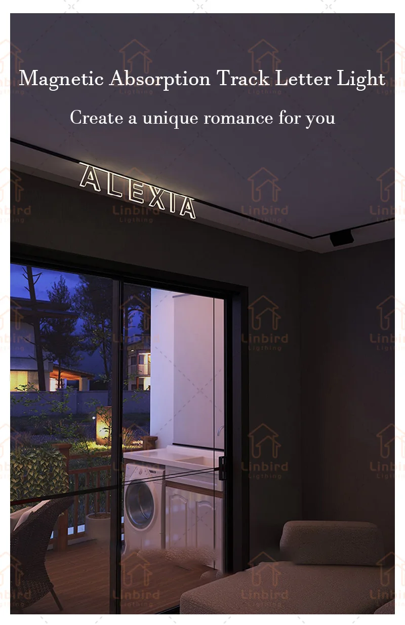 Modern Recessed Letter Magnetic Track Lights LED Lamp Magnetic Rail Ceiling System Indoor Track Lighting Spot Rail Spotlights