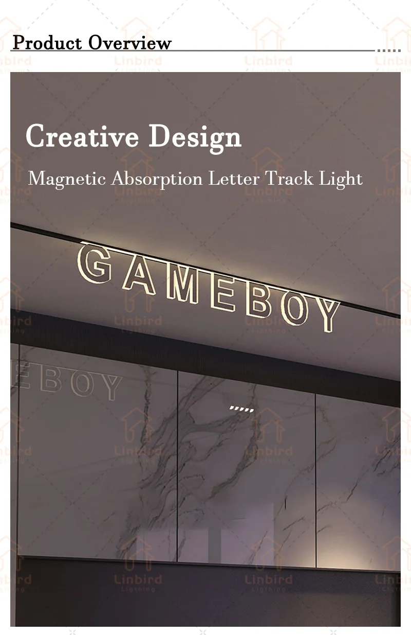 Modern Recessed Letter Magnetic Track Lights LED Lamp Magnetic Rail Ceiling System Indoor Track Lighting Spot Rail Spotlights