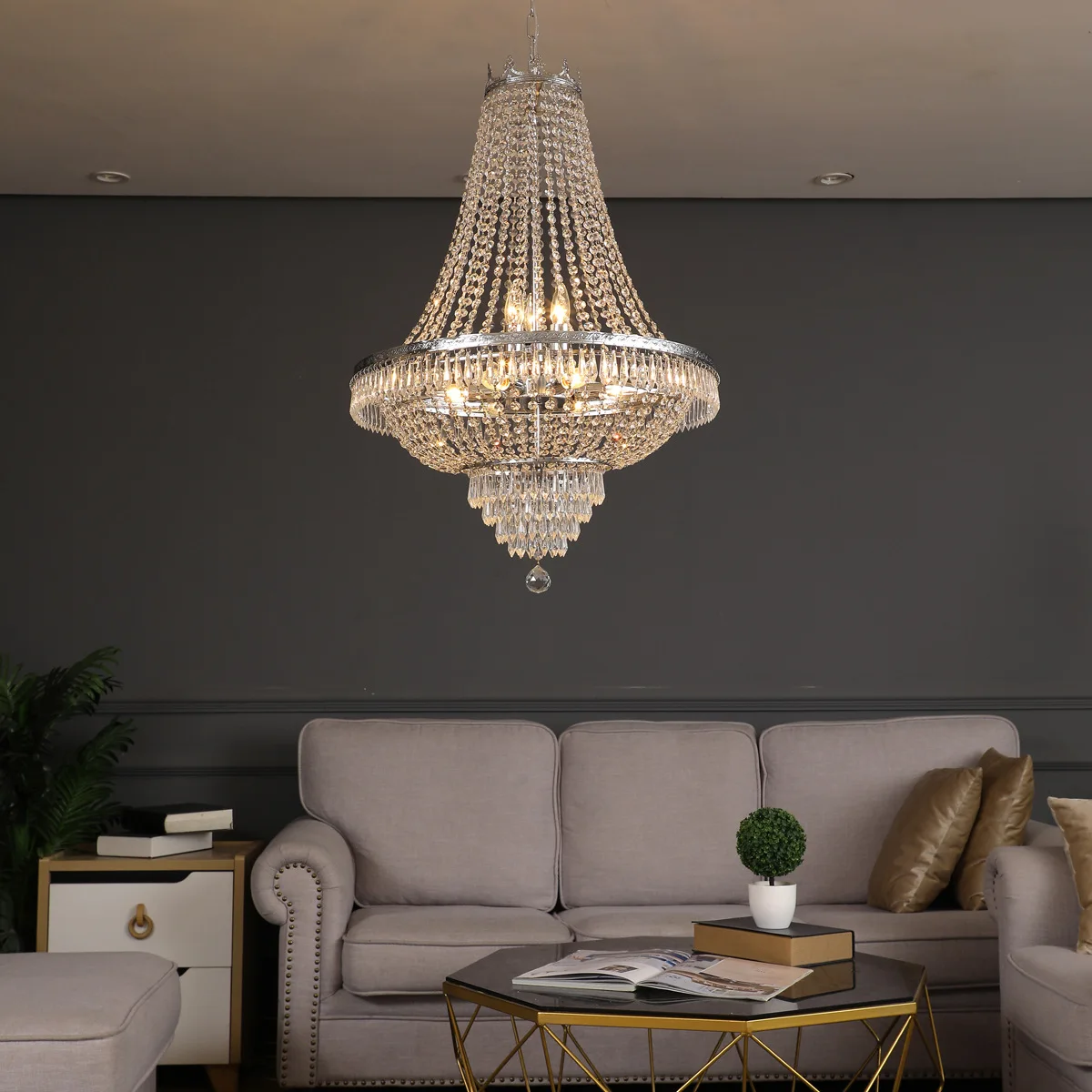 LED Pendant Light Luxury For Living Room Crystal Chandelier Hotel Lobby Villa High Ceiling Staircase European-Style Chandelier