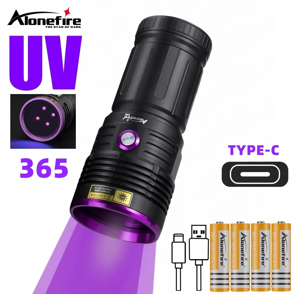 80W 365nm UV Flashlight Ultraviolet Ultra Violets Black Light Torch Pet Moss Detector Cat Dog Stains Bed Bug Moldy Food SV84