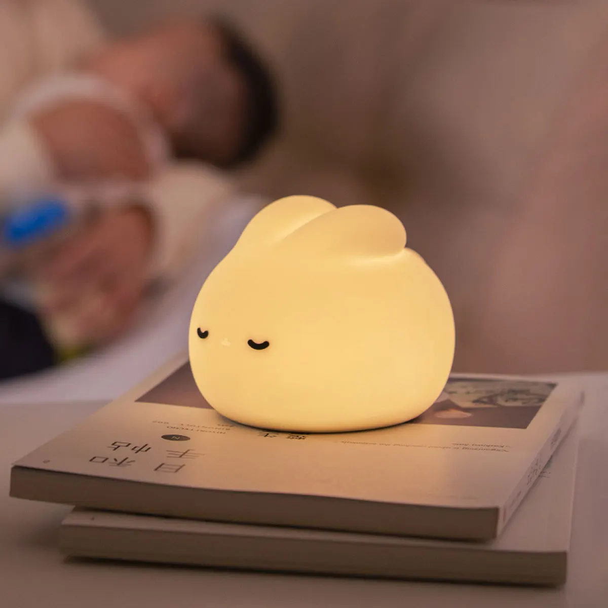 Cute LED Night Light Rabbit Silicone Nightlights USB Rechargeable For Bedroom Decoration Kids Birthday Gift