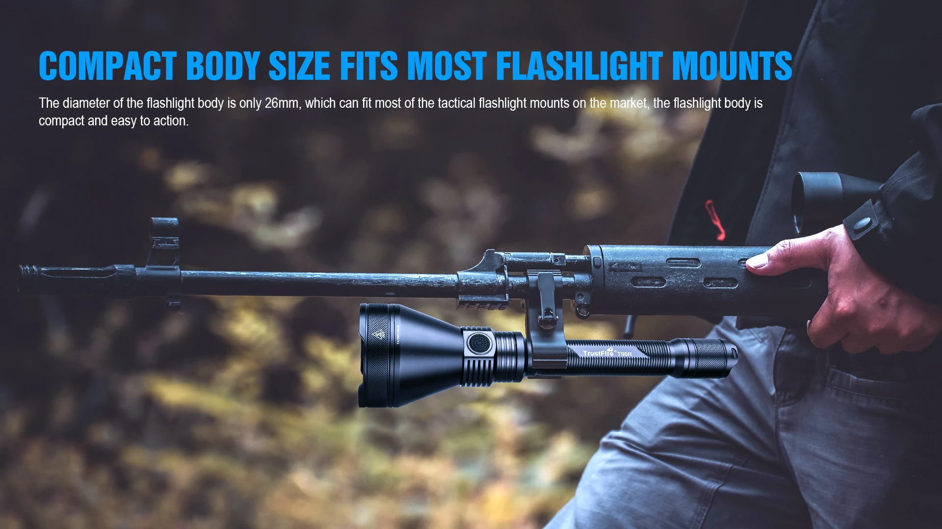 Trustfire T90R Hunting Flashlight Powerful 4800Lumen 1600Meter Led Torch High Power USB C Rechargeable Military Lamp Self-Defens