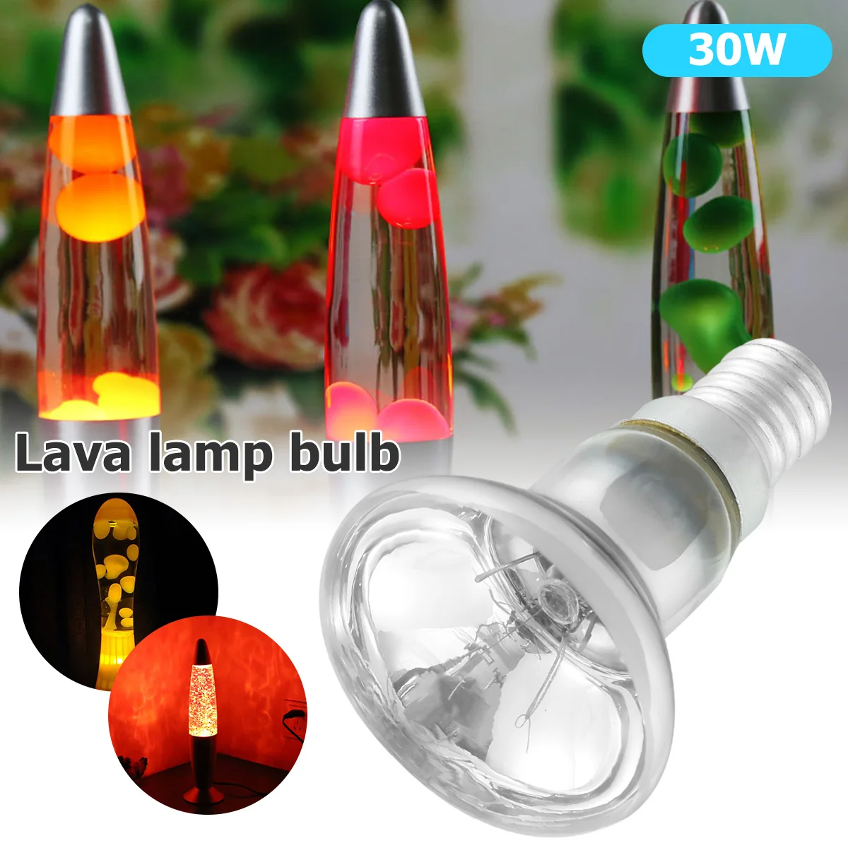 30W Lava Lamp Bulbs Reflector Type Bulbs R39 E14 Base Lava Lamp Bulb for Lava Lamps 220-240V Glitter Lamps for Cabinet Bedroom