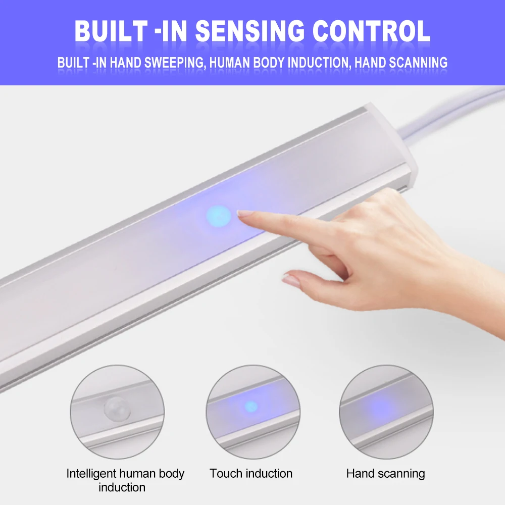 30CM 40CM 50CM Under Cabinet LED Light Bar 12V Touch Dimmer Switch Hand Scan PIR Motion Sensor Dimmable Kitchen Night Lamp