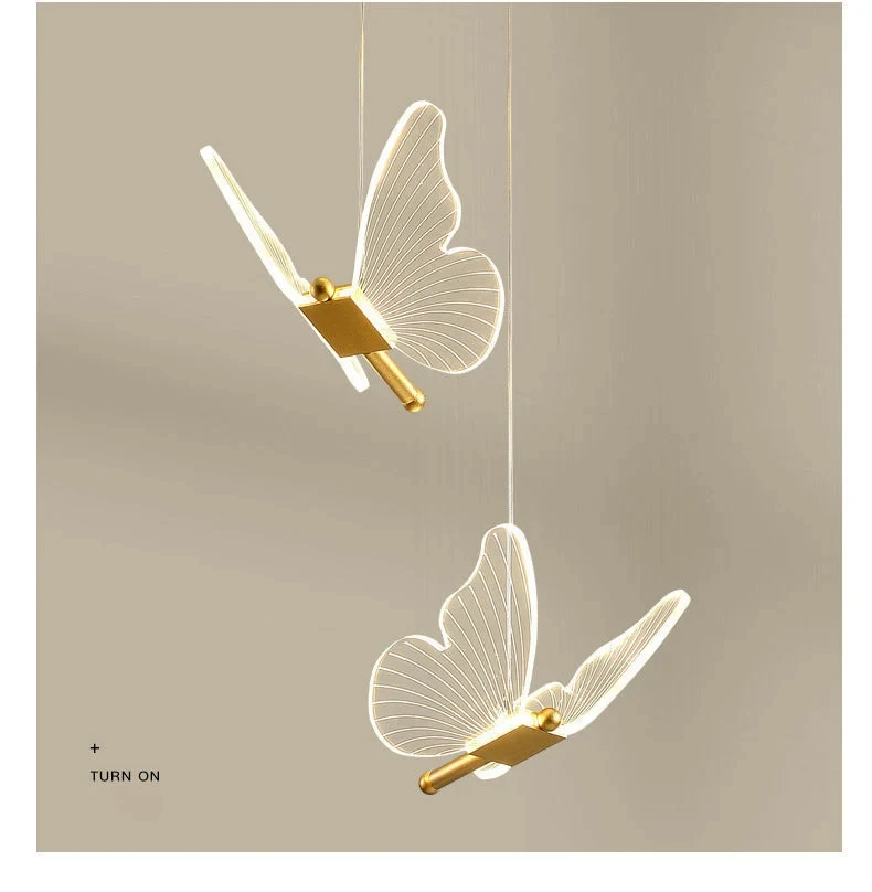 Nordic Butterfly Led Pendant Lamp Bedside Staircase Bedroom Hanging Lamps For Ceiling Art Indoor Lighting Light Fixture