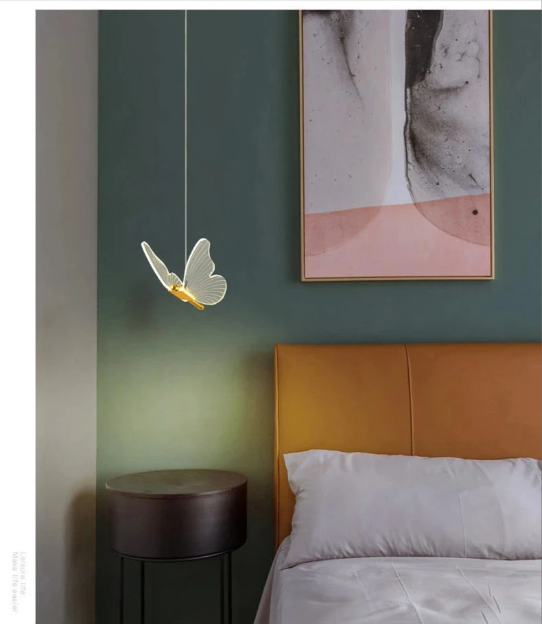 Nordic Butterfly Led Pendant Lamp Bedside Staircase Bedroom Hanging Lamps For Ceiling Art Indoor Lighting Light Fixture