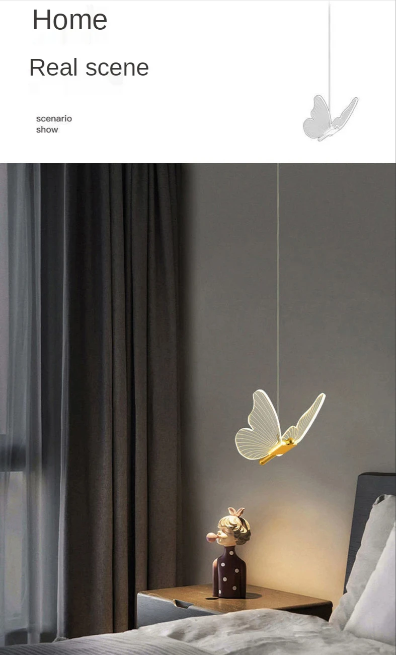 Nordic Butterfly Led Pendant Lamp Bedside Staircase Bedroom Hanging Lamps For Ceiling Art Indoor Lighting Light Fixture