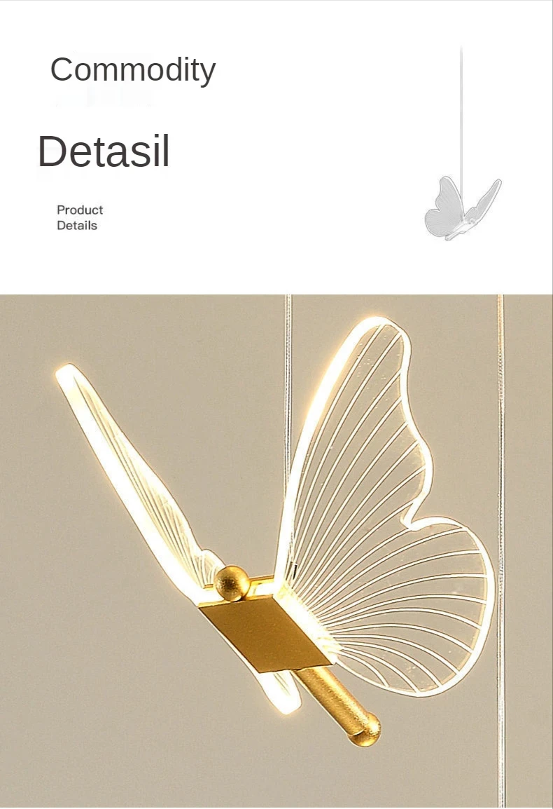 Nordic Butterfly Led Pendant Lamp Bedside Staircase Bedroom Hanging Lamps For Ceiling Art Indoor Lighting Light Fixture