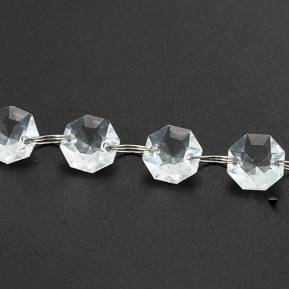 14mm 10PCS 3D Crystal Octagon Beads Chandelier Replacements Parts Hanging Pendant Prism Suncatcher Loose Bead DIY Jewelry Making