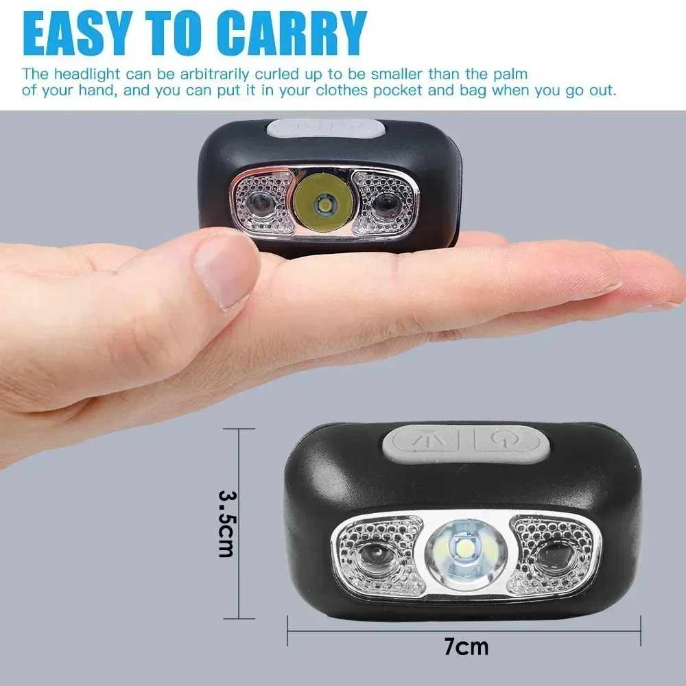 Mini Headlamp Strong Light Led Night Fishing Powerful Torch Head Lamp Outdoor Waterproof Camping Portable LED Sensor Headlamps