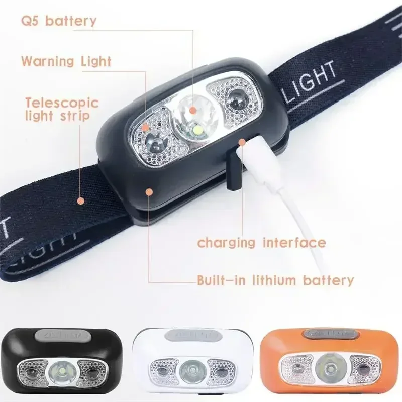 Mini Headlamp Strong Light Led Night Fishing Powerful Torch Head Lamp Outdoor Waterproof Camping Portable LED Sensor Headlamps