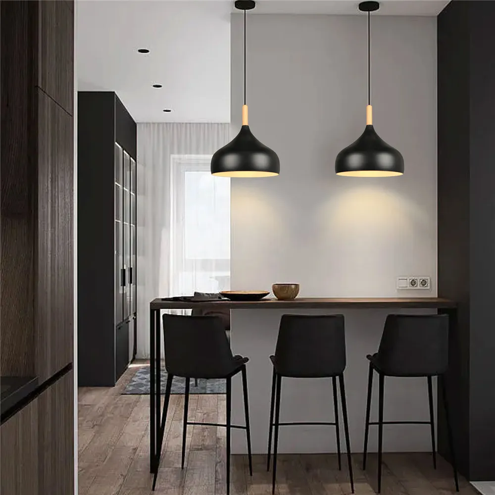 Nordic Modern Hanging Lamps Vintage Iron Black E27 Pendant Lights for Living Room Over Table Dining Room Bedside Suspension Ligh
