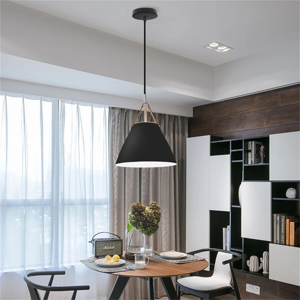 Nordic Modern Hanging Lamps Vintage Iron Black E27 Pendant Lights for Living Room Over Table Dining Room Bedside Suspension Ligh
