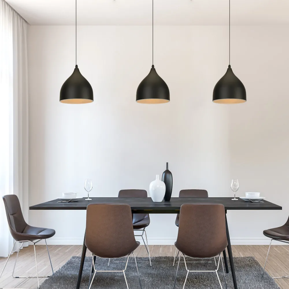 Nordic Modern Hanging Lamps Vintage Iron Black E27 Pendant Lights for Living Room Over Table Dining Room Bedside Suspension Ligh