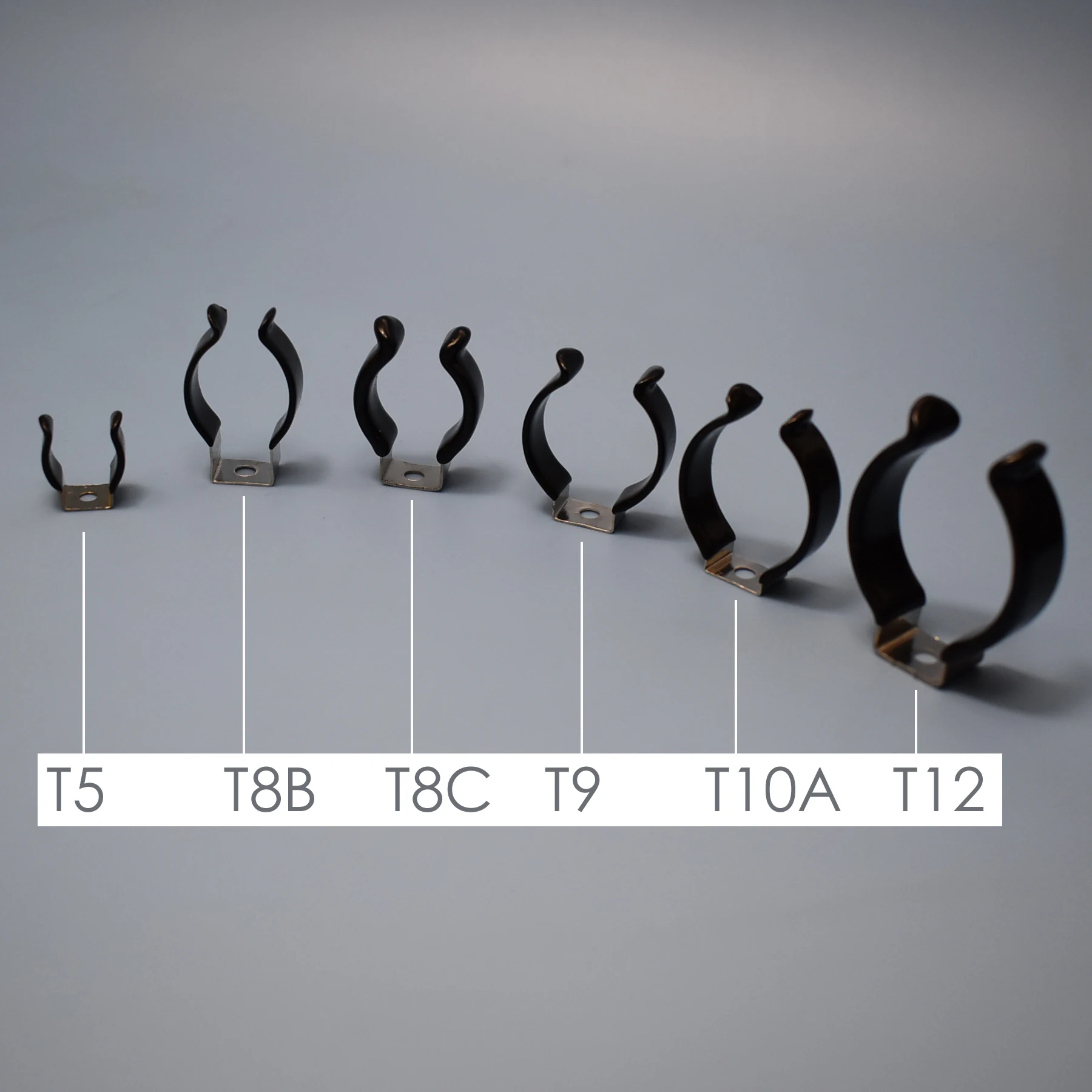 Black PVC T5 T8 T9 T10 T12 Tube Holders LED Light Bulb Clamps Support Fluorescent Tube Replacement Mounting Accessories U Clip