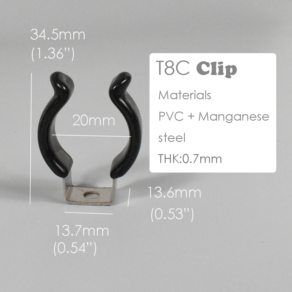 Black PVC T5 T8 T9 T10 T12 Tube Holders LED Light Bulb Clamps Support Fluorescent Tube Replacement Mounting Accessories U Clip