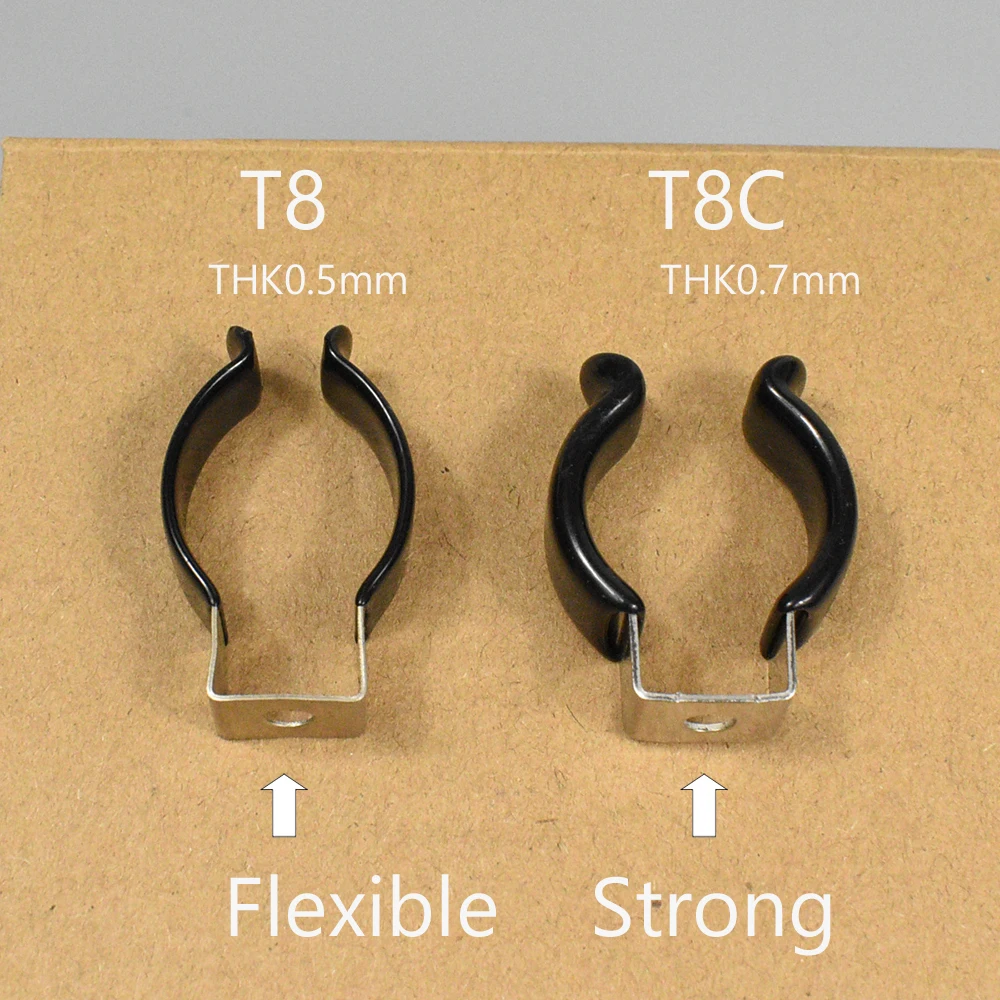 Black PVC T5 T8 T9 T10 T12 Tube Holders LED Light Bulb Clamps Support Fluorescent Tube Replacement Mounting Accessories U Clip