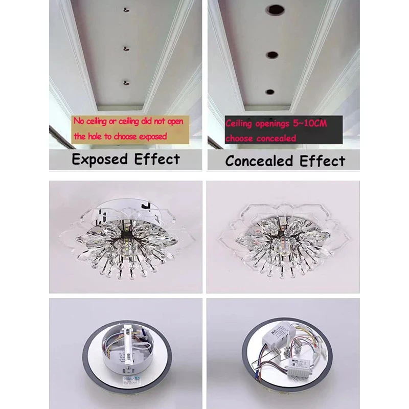20cm LED Crystal Ceiling Light Modern Flower Shape Ceiling Lamp Hallway Living Room Lamp Bedroom Kitchen Corridors Aisle Light