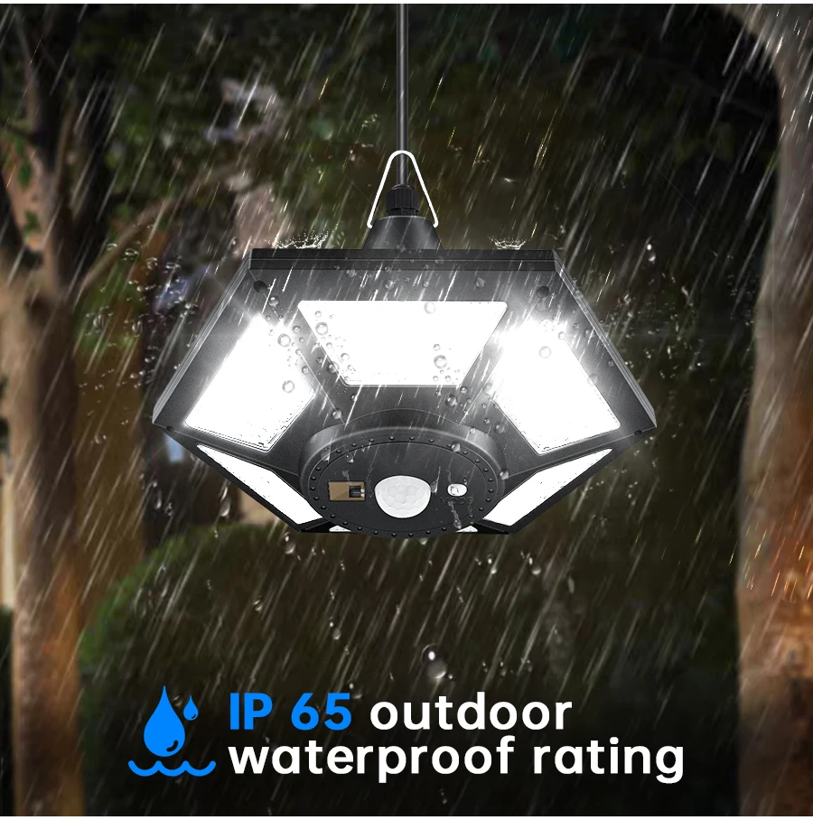 Solar Shed Light Solar Pendant Light For Indoor Outdoor 180 LED 1000LM Solar Lamp With Remote Control for Barn Gazebo Garage