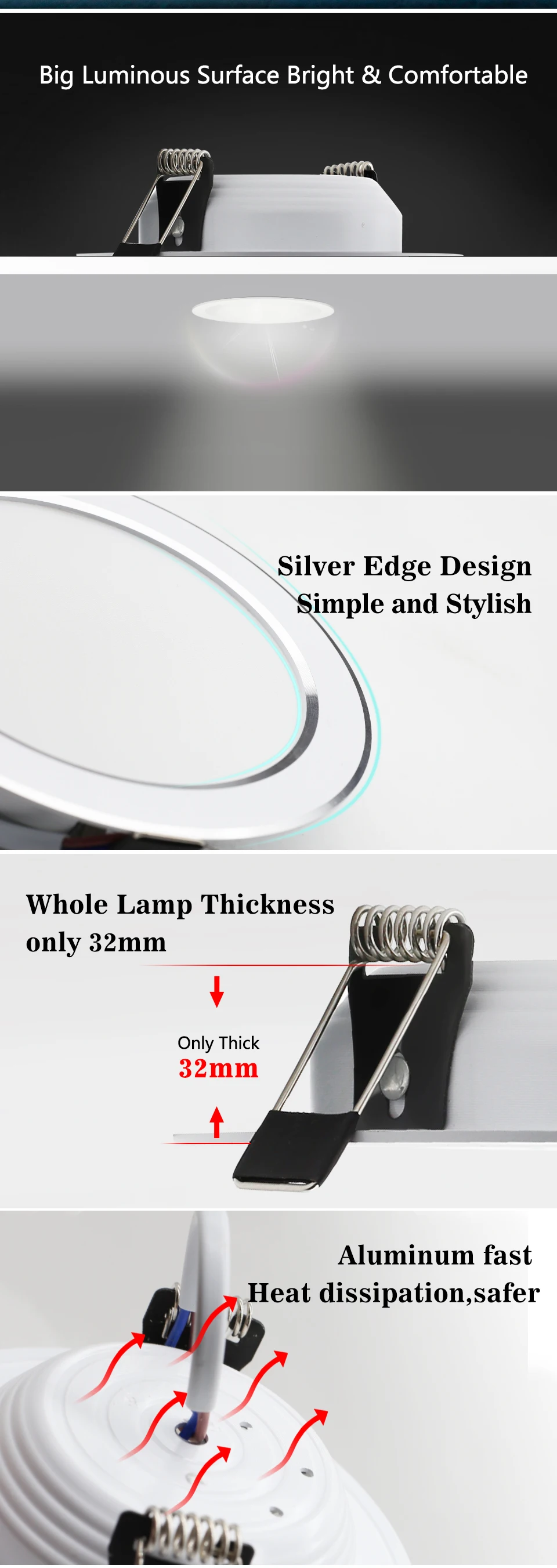 7W 9W 12W 15W 18W Spot LED Downlight AC 220V 240V Waterproof Warm White Cold White Kitchen Round Recessed Lamp LED Spot Lighting