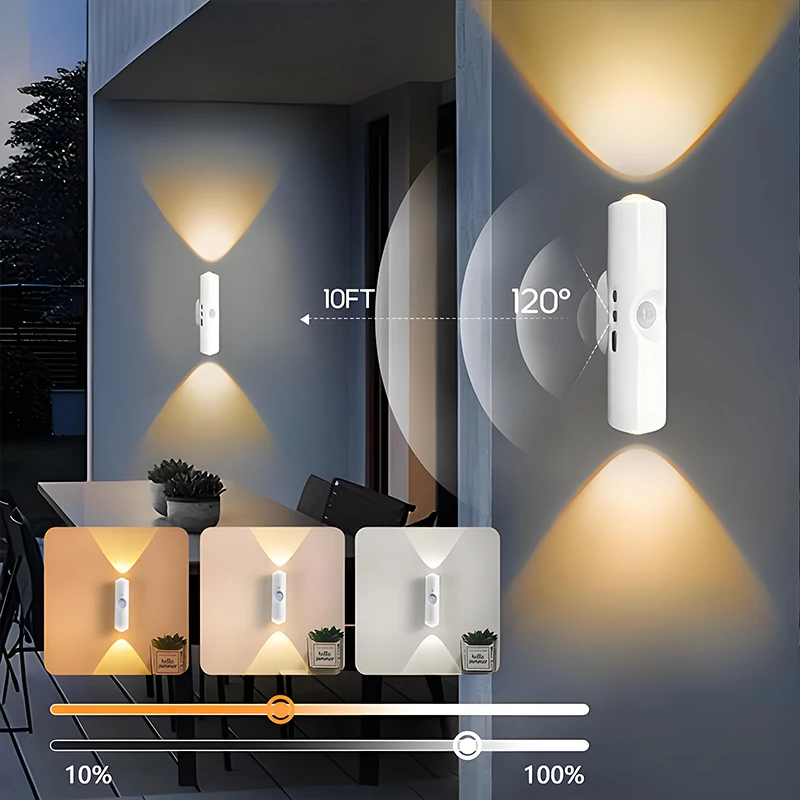 New LED Smart Motion Sensor Wall Light Portable Magnetic Suction Rechargeable Night Light for Hallways Living Rooms Stair