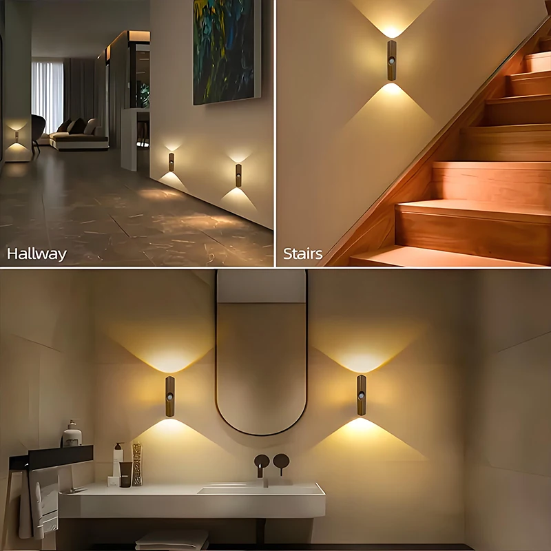New LED Smart Motion Sensor Wall Light Portable Magnetic Suction Rechargeable Night Light for Hallways Living Rooms Stair