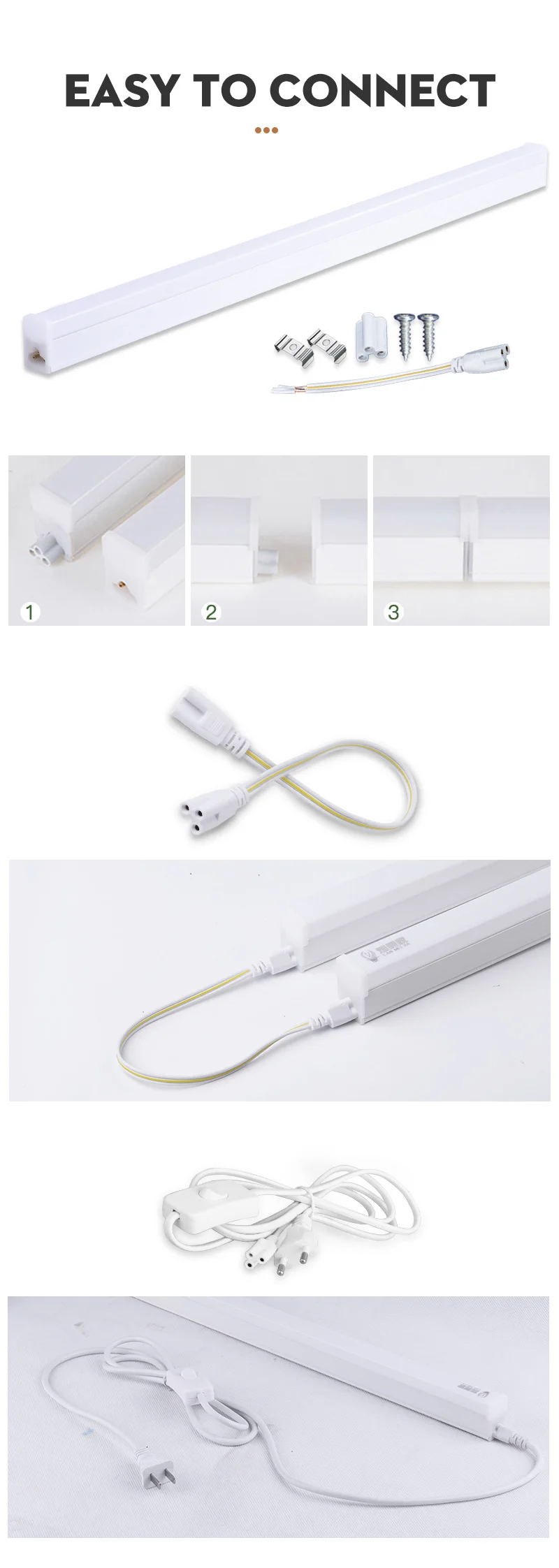 LED Lighting Tubes Strip 220V Lamps Bar for Home Appliance Kitchen Living Room Decor Cabinet Bedroom Study Room 110V Strip LED