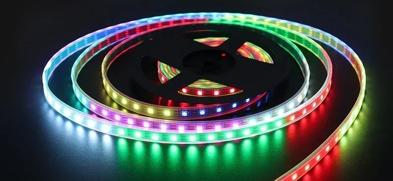 5m RGB Colored Light WS2812B 5050 RGBIC 5V Smart Waterproof LED Strip Individually Addressable IC 30/60/144Pixels/Leds/m Light